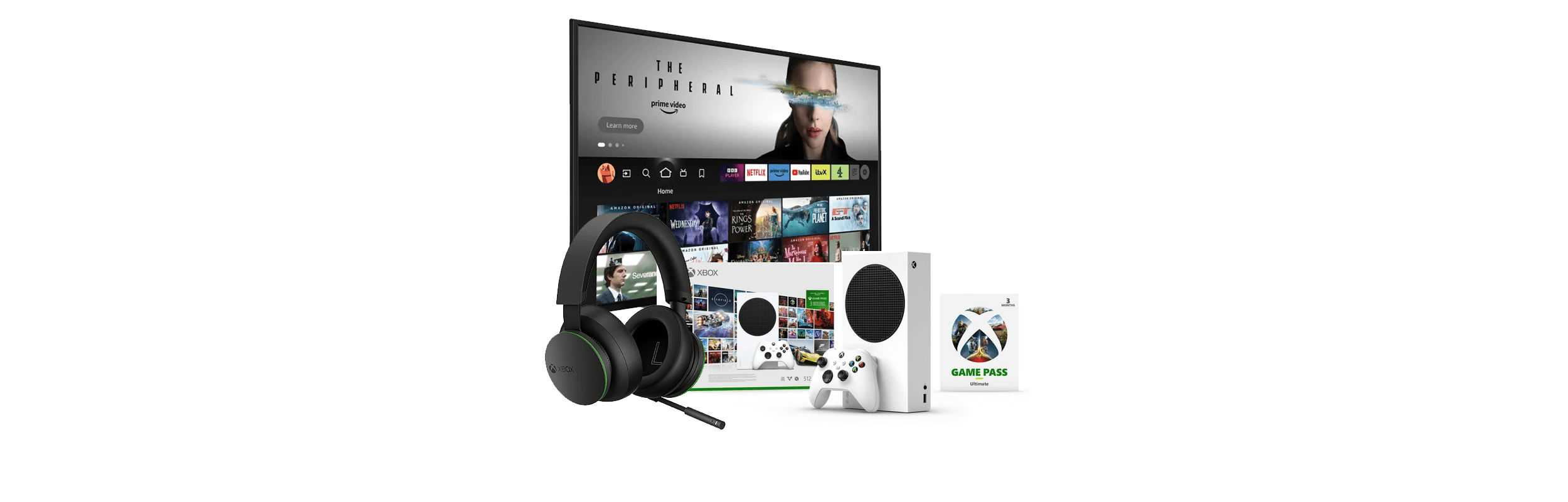 Gaming bundle 50 inch TV, Xbox and headphones