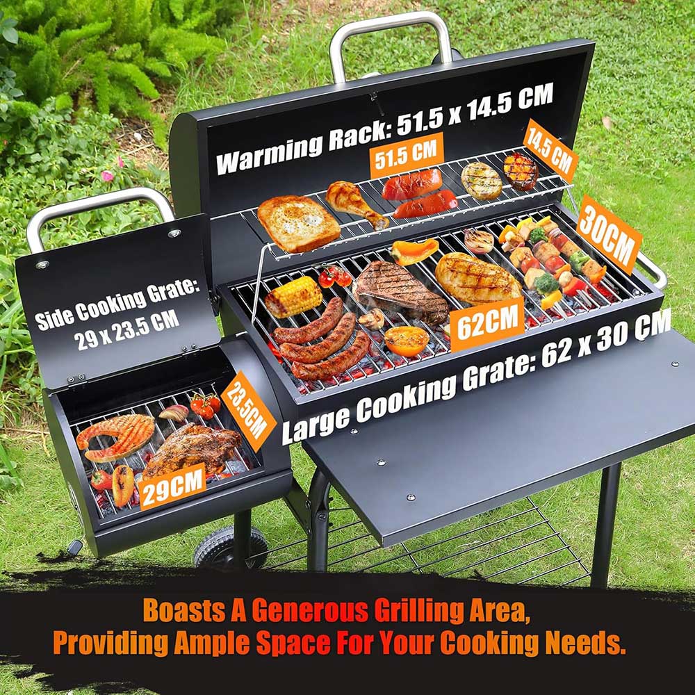 Charcoal BBQ Grill With Offset Smoker - Image 4