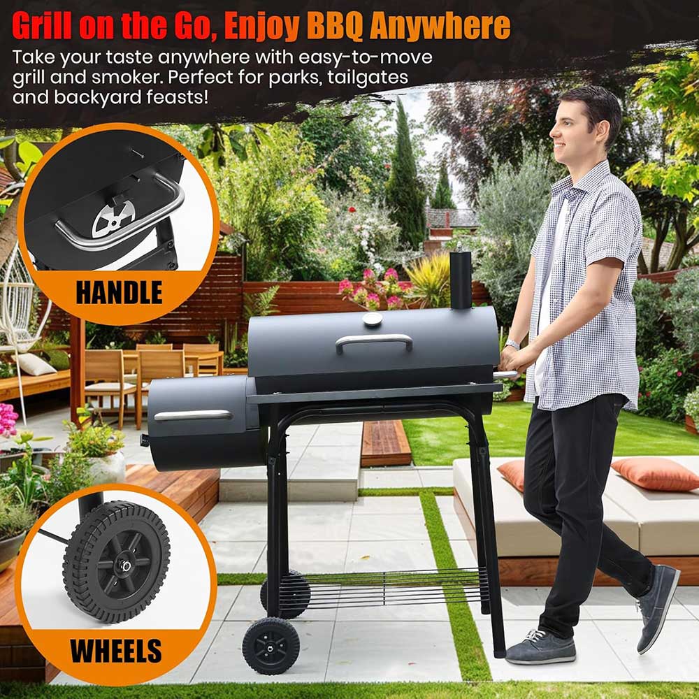 Charcoal BBQ Grill With Offset Smoker - Image 3
