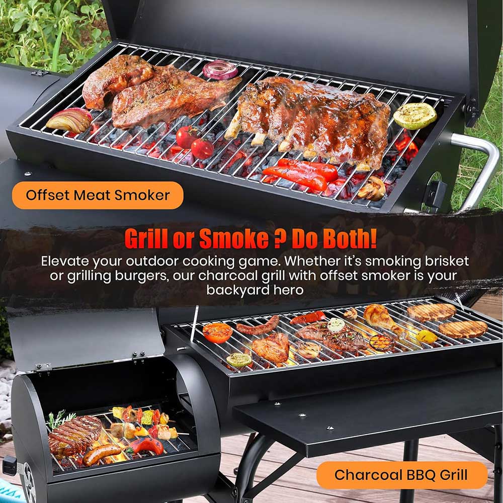 Charcoal BBQ Grill With Offset Smoker - Image 6