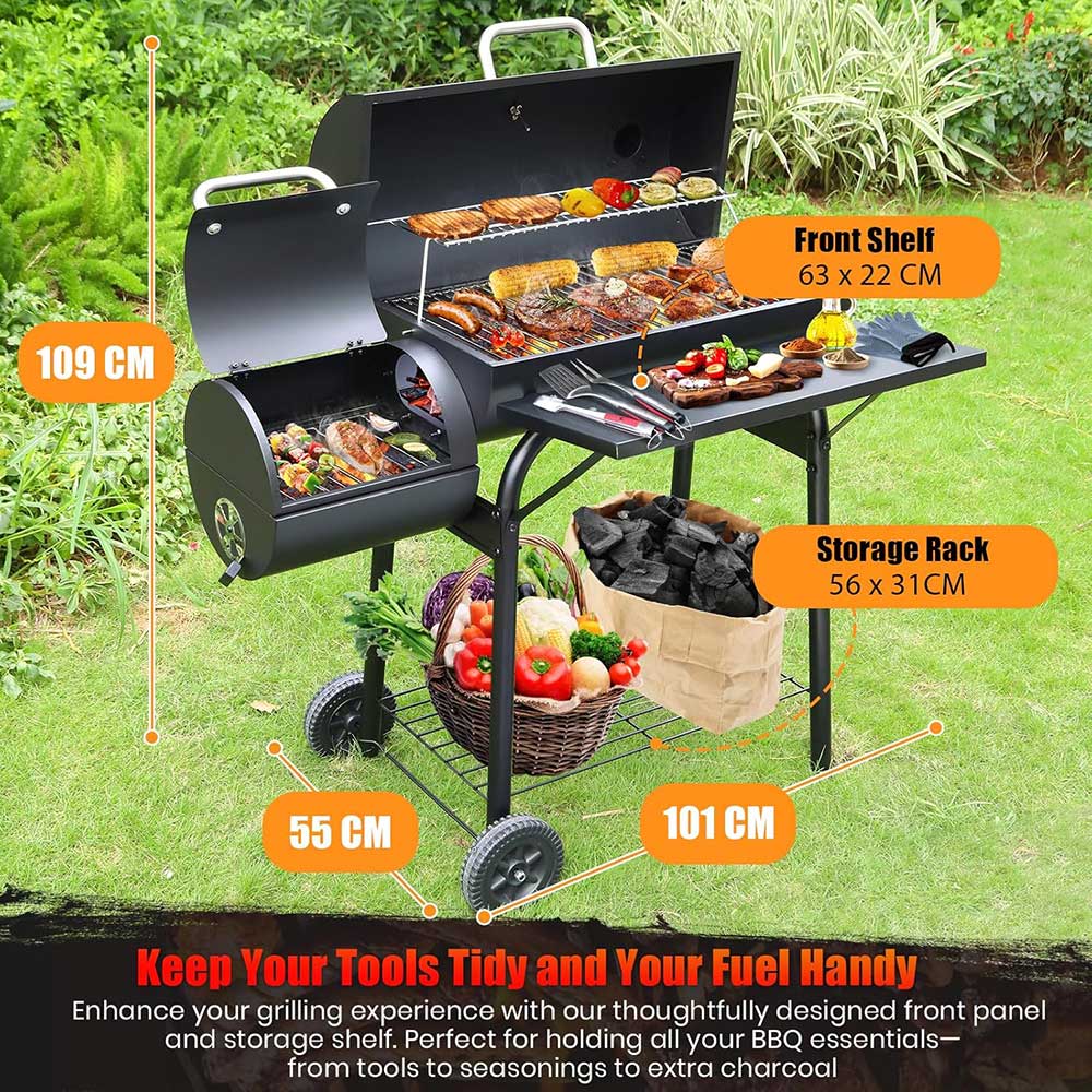 Charcoal BBQ Grill With Offset Smoker - Image 5