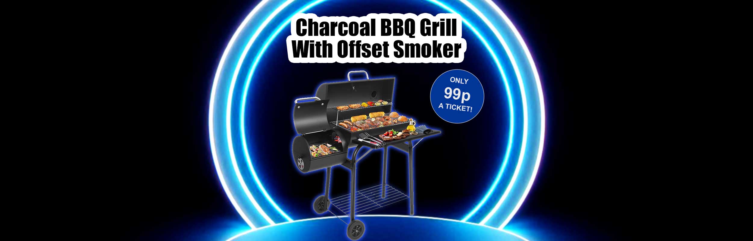 Charcoal BBQ Grill With Offset Smoker