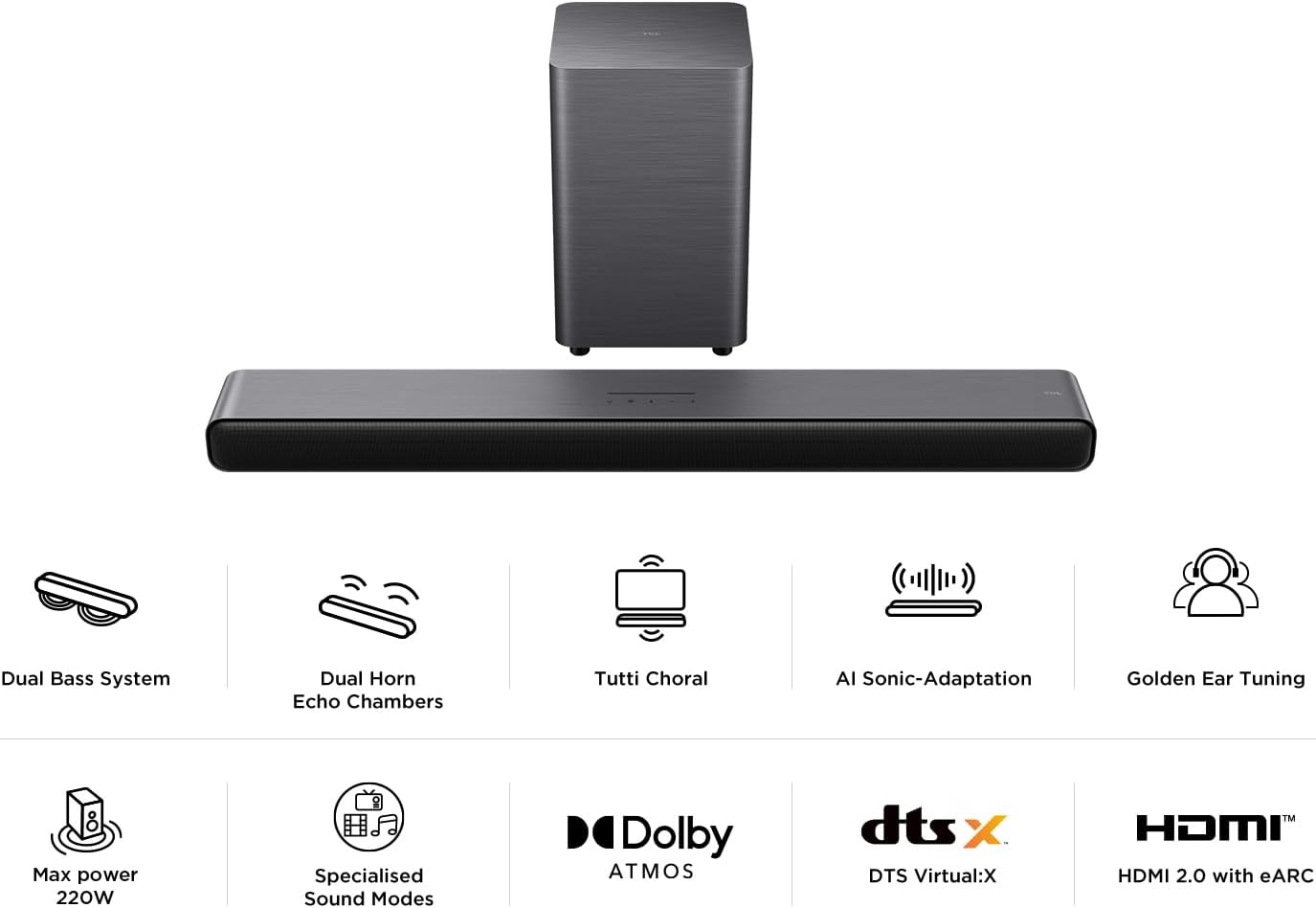 TCL 50" TV Soundbar & Sub - Image 4