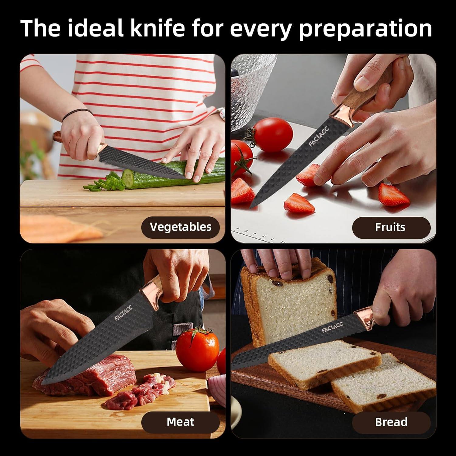 7 Pcs Kitchen Knife Set with Block - Image 2